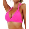 imageYonique Women Halter Bikini Top Only Padded Swimsuits Tops Vintage Bathing Suit Top No BottomHot Pink
