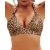 imageYonique Women Halter Bikini Top Only Padded Swimsuits Tops Vintage Bathing Suit Top No BottomLeopard
