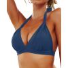 imageYonique Women Halter Bikini Top Only Padded Swimsuits Tops Vintage Bathing Suit Top No BottomNavy Blue