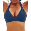 imageYonique Women Halter Bikini Top Only Padded Swimsuits Tops Vintage Bathing Suit Top No BottomNavy Blue