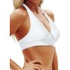 imageYonique Women Halter Bikini Top Only Padded Swimsuits Tops Vintage Bathing Suit Top No BottomPure White