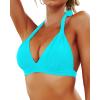 imageYonique Women Halter Bikini Top Only Padded Swimsuits Tops Vintage Bathing Suit Top No BottomTurquoise