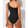 imageYonique Women One Piece One Shoulder Swimsuit Mesh Bathing Suit Tummy Control SwimwearArmy Green and Black