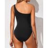 imageYonique Women One Piece One Shoulder Swimsuit Mesh Bathing Suit Tummy Control SwimwearBlack and White