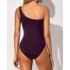 imageYonique Women One Piece One Shoulder Swimsuit Mesh Bathing Suit Tummy Control SwimwearDark Purple