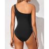 imageYonique Women One Piece One Shoulder Swimsuit Mesh Bathing Suit Tummy Control SwimwearHot Pink and Black