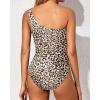 imageYonique Women One Piece One Shoulder Swimsuit Mesh Bathing Suit Tummy Control SwimwearLeopard