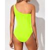 imageYonique Women One Piece One Shoulder Swimsuit Mesh Bathing Suit Tummy Control SwimwearNeon Green