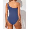 imageYonique Women One Piece One Shoulder Swimsuit Mesh Bathing Suit Tummy Control SwimwearSteel Blue