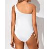 imageYonique Women One Piece One Shoulder Swimsuit Mesh Bathing Suit Tummy Control SwimwearWhite