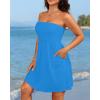 imageYonique Women Terry Cloth Cover up  Strapless Beach Cover Up Tube Top with PocketsBaby Blue