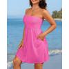 imageYonique Women Terry Cloth Cover up  Strapless Beach Cover Up Tube Top with PocketsPink