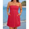 imageYonique Women Terry Cloth Cover up  Strapless Beach Cover Up Tube Top with PocketsRed