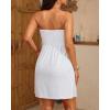 imageYonique Women Terry Cloth Cover up  Strapless Beach Cover Up Tube Top with PocketsWhite
