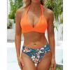 imageYonique Women Two Piece Bathing Suits Push Up Bikini Set Halter Swimsuit Vintage SwimwearOrange Floral
