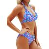 imageYonique Women Two Piece Bathing Suits Push Up Bikini Set Halter Swimsuit Vintage SwimwearPink Blue Floral