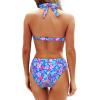 imageYonique Women Two Piece Bathing Suits Push Up Bikini Set Halter Swimsuit Vintage SwimwearPink Blue Floral