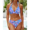 imageYonique Women Two Piece Bathing Suits Push Up Bikini Set Halter Swimsuit Vintage SwimwearPink Blue Floral