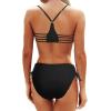 imageYonique Women Two Piece Bathing Suits Push Up Bikini Set Halter Swimsuit Vintage SwimwearStrappy Black
