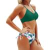 imageYonique Women Two Piece Bathing Suits Push Up Bikini Set Halter Swimsuit Vintage SwimwearStrappy Green Floral