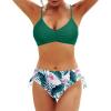 imageYonique Women Two Piece Bathing Suits Push Up Bikini Set Halter Swimsuit Vintage SwimwearStrappy Green Floral