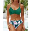 imageYonique Women Two Piece Bathing Suits Push Up Bikini Set Halter Swimsuit Vintage SwimwearStrappy Green Floral