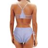 imageYonique Women Two Piece Bathing Suits Push Up Bikini Set Halter Swimsuit Vintage SwimwearStrappy Light White and Blue Stripes