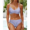 imageYonique Women Two Piece Bathing Suits Push Up Bikini Set Halter Swimsuit Vintage SwimwearStrappy Light White and Blue Stripes