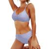 imageYonique Women Two Piece Bathing Suits Push Up Bikini Set Halter Swimsuit Vintage SwimwearStrappy Light White and Blue Stripes