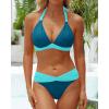 imageYonique Women Two Piece Bathing Suits Push Up Bikini Set Halter Swimsuit Vintage SwimwearTeal and Green