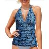 imageYonique Womens Halter Tankini Top No Bottom V Neck Swim Top Tummy Control Bathing Suit TopBlue Paisley 03