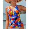 imageYonique Womens Halter Tankini Top No Bottom V Neck Swim Top Tummy Control Bathing Suit TopColor Block 01