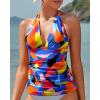 imageYonique Womens Halter Tankini Top No Bottom V Neck Swim Top Tummy Control Bathing Suit TopColor Block 01