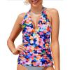imageYonique Womens Halter Tankini Top No Bottom V Neck Swim Top Tummy Control Bathing Suit TopColorful Floral