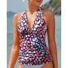 imageYonique Womens Halter Tankini Top No Bottom V Neck Swim Top Tummy Control Bathing Suit TopColorful Leopard
