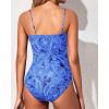imageYonique Womens Strapless One Piece Swimsuit Tummy Control Bandeau Bathing Suits Slimming Twist Front SwimwearBlue Paisley