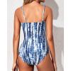 imageYonique Womens Strapless One Piece Swimsuit Tummy Control Bandeau Bathing Suits Slimming Twist Front SwimwearBlue Tie Dye