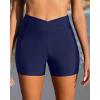 imageYonique Womens Swim Shorts High Waisted Swim Bottoms Tummy Control Bathing Suit Bottom Boy ShortsAvailable in PlusVcross Dark Blue