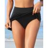 imageYonique Womens Swim Skirt Mid Waist Swim Bottoms Elastic Waist Swimsuit BottomsBlack