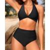 imageYonique Womens Two Piece High Waisted Bikini Set Tummy Control Swimsuit Full Coverage Bathing SuitHalterblack