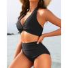 imageYonique Womens Two Piece High Waisted Bikini Set Tummy Control Swimsuit Full Coverage Bathing SuitHalterblack