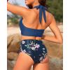 imageYonique Womens Two Piece High Waisted Bikini Set Tummy Control Swimsuit Full Coverage Bathing SuitHlaterblue Flower