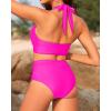 imageYonique Womens Two Piece High Waisted Bikini Set Tummy Control Swimsuit Full Coverage Bathing SuitHlaterhot Pink