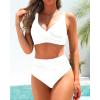 imageYonique Womens Two Piece High Waisted Bikini Set Tummy Control Swimsuit Full Coverage Bathing SuitWhite