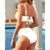 imageYonique Womens Two Piece High Waisted Bikini Set Tummy Control Swimsuit Full Coverage Bathing SuitWhite