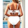 imageYonique Womens Two Piece High Waisted Bikini Set Tummy Control Swimsuit Full Coverage Bathing SuitWhite