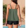 imageYonique Womens Two Piece Swimsuits Tankini Top with Boy Shorts Tummy Control Bathing Suits Athletic SwimwearArmy Green