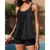 imageYonique Womens Two Piece Swimsuits Tankini Top with Boy Shorts Tummy Control Bathing Suits Athletic SwimwearBlack