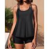 imageYonique Womens Two Piece Swimsuits Tankini Top with Boy Shorts Tummy Control Bathing Suits Athletic SwimwearBlack