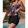 imageYonique Womens Two Piece Swimsuits Tankini Top with Boy Shorts Tummy Control Bathing Suits Athletic SwimwearBlack Floral